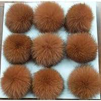 Fluffy Pompom Balls Hat Faux Fox Fur Pom Poms for Hats Large Hair Ball DIY Keychains Beanies Shoes Bags Decoration ( Color : Brown , Size : 2pcs )