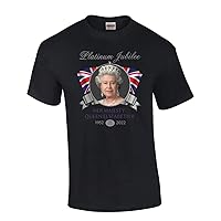 Her Majesty Platinum Jubilee Queen Elizabeth II Portrait Reign 1952-2022 70 Years Short Sleeve T-Shirt Graphic Tee
