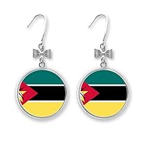 MozambiqueNational Flag Africa Country Bow Earrings Drop Stud Pierced Hook