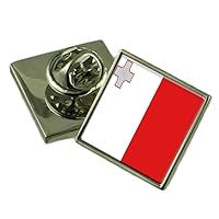 Malta Flag Lapel Pin Badge Solid Silver 925