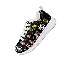 Children's Sneakers Boys and Girls Simple Halloween Printed Shoe Mesh Fabric Breathable Comfortable Soft Casual Sneakers