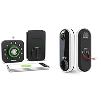 U-Bolt Pro WiFi Smart Lock & Arlo Essential Wired Video Doorbell - HD Video, 180° View, Night Vision, 2 Way Audio, DIY Installation (Wiring Required), White - AVD1001