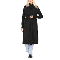 Womens Sleeveless Italian Long Duster Coat With Pocket Collared Tailored Belted Waistcoat