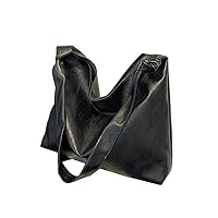 Casual Texture Bag Ladies Large-Capacity Fashion Simple and Popular one-Shoulder Bucket Bag-Black