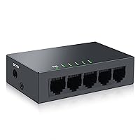 5 Port Gigabit Ethernet Switch|Mini Metal Housing Switch|Plug&Play|Fanless Design| Desktop Ethernet Splitter |Quiet Unmanaged Network Switch