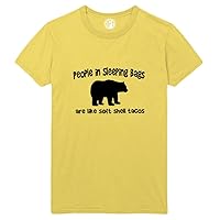 People in Sleeping Bags are Like Soft Shell Tacos Camping Printed T-Shirt - Yellow - 2XLT