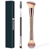 Double-Ended Angled Eyebrow Brush and Spoolie Brush and Foundation Makeup Brush