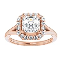 1.00 CT Asscher Cut Moissanite Engagement Rings for Women Wedding Bridal Ring Set 925 10K 14K 18K Solid Rose/White/Yellow Gold Solitaire Halo Eternity Vintage Anniversary Promise Purpose Gift for Her