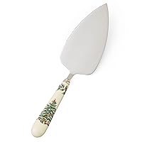 Portmeirion Christmas Tree Cake Server | Stainless Steel Cake Knife with Porcelain Handle | Measures 10Inches | Cake Cutter for Pies, Cake, Quiches, and Desserts