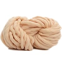 Yarn Super Thick Woolen Chunky Yarn Bulky Roving Big Hand Knitting Blanket Yarn for Spinning Hand Knitting Crochet (Color : Beige)