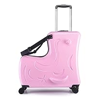 N-A AO WEI LA OW Kids ride-on Suitcase carry-on Tollder Luggage with Wheels Suitcase to Kids aged 1-6 years old (Pink, 20 Inch)