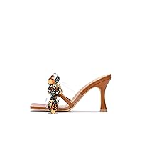 Cape Robbin Concur Sexy Stiletto High Heels for Women, Transparent Square Open Toe Shoes Heels with Bow