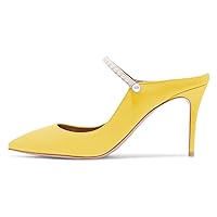 FSJ Women Cute Slip On Mules Pointed Toe Pumps Stiletto Heels Mary Jane Sandals Shoes Size 4-15 US