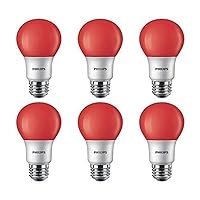 LED 463216 A19 Party Bulbs: 8-Watt (60-Watt Equivalent), E26 Medium Screw Base, Red Light, 6-Pack