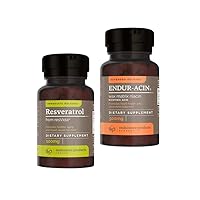 Resveratrol Supplement – Grape Skin Extract - 100mg Trans-Resveratrol Antioxidant and ENDUR-ACIN Niacin - Vitamin B3 Niacin 500mg Extended Release & Low-Flus