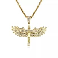 2.20Ctw Round Cut White Simulated Diamond Bird Men's Hiphop Pendant Necklace 14K Yellow Gold Plated