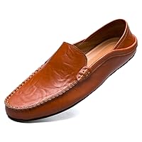 Men's Casual Genuine Leather Slip On Flats Walking Shoes Penny Loafer Soft Driving Shoes
