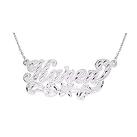Rylos Necklaces For Women Gold Necklaces for Women & Men 14K White Gold or Yellow Gold Personalized Satin Finish Diamond Cut Nameplate Necklace Special Order, Made to Order Necklace