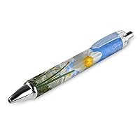 Daffodils White Flowers Ballpoint Pens Black Ink Ball Point Pen Retractable Journaling Pen Work Pens for Men Women Office Supplies 1 PCS