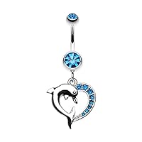 Enchanting Heart Dolphin WildKlass Belly Button Ring