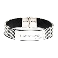 Stainless Steel Bracelet From Poppa, Stay Strong, Birthday Christmas Motivational Inspirational Gifts Support Love Gifts Engraved Bracelet For Men Women
