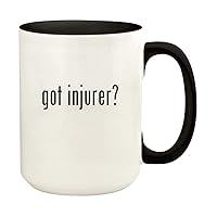got injurer? - 15oz Ceramic Colored Handle and Inside Coffee Mug Cup, Black