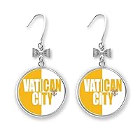 Vatican City Country Flag Name Bow Earrings Drop Stud Pierced Hook