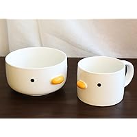 PURROOM funny bowls and cups, ceramic sweet chick cup & bowls.