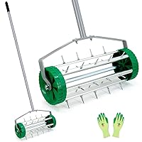Colwelt Spike Lawn Aerator, Heavy Duty Rolling Lawn Aerator, Garden Yard Rotary Push Lawn Aeration with 49inch Steel Handle