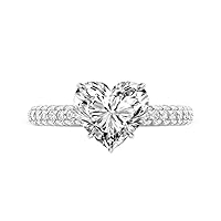 4 CT Heart Colorless Moissanite Engagement Ring 925 Sterling Silver, 10K 14K 18K Solid Gold Wedding Band Eternity Solitaire Ring Vintage Antique, Anniversary, Promise Gift Her