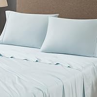 Luxury Cotton 400 Thread Count Cotton Sateen King Pillowcases, Set of 2, Light Blue