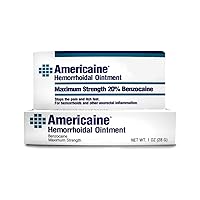 Americaine Hemorrhoidal Ointment Maximum Strength 20% Benzocaine 1 oz ( Pack of 2)