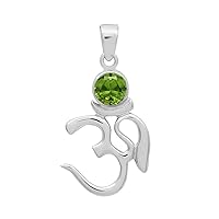 Multi Choice Round Shape Gemstone 925 Sterling Silver Om Design Yoga Pendant Jewelry