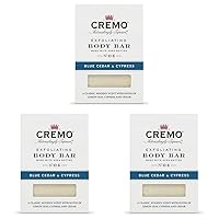 Cremo Exfoliating Body Bars Blue Cedar & Cypress - A Combination of Lava Rock and Oat Kernel Gently Polishes While Shea Butter Leaves Your Skin Feeling Smooth and Healthy (Pack of 3)