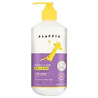 Alaffia EveryDay Shea Body Lotion, Gentle for Babies and Up, Gently Helps Clean Skin and Calm Children with Shea Butter, Lemon Balm, and Lavender Oil, Fair Trade, Lemon Lavender, 16 Fl Oz