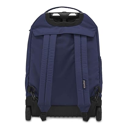 JanSport Driver 8 Rolling Backpack and Computer Bag for College Navy - Durable Laptop Backpack with Wheels, Tuckaway Straps, 15-inch Laptop Sleeve - Premium Bookbag Rucksack