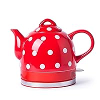 Kettles,Ceramic Electric Kettle Cordless Water Teapot, Teapot Retro 1L Jug, 1000W Water Fast for Tea Fast/Red