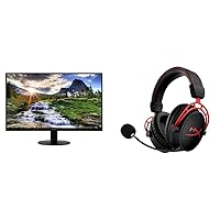 acer 21.5 Inch Full HD (1920 x 1080) IPS Ultra-Thin Zero Frame Computer Monitor & HyperX Cloud Alpha Wireless - Gaming Headset for PC, 300-hour Battery Life