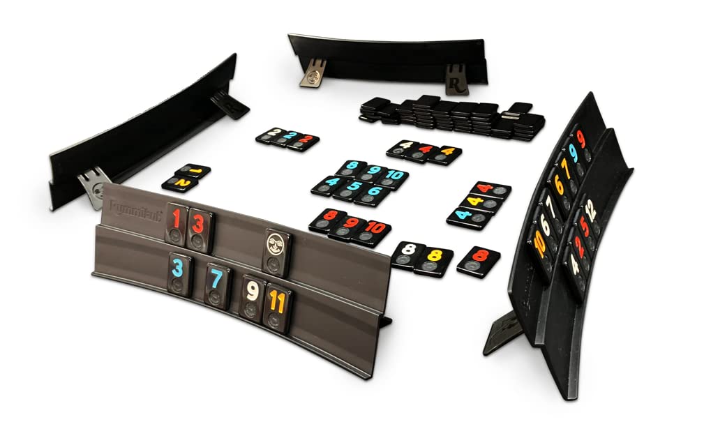 Rummikub Onyx Edition - Sophisticated Set with Unique Black Rummikub Tiles and Vibrantly-Colored Engraved Numbers by Pressman, Multi Color