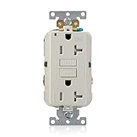 Leviton G5362-WTT 20A-125V Extra-Heavy Duty Industrial Grade Weather/Tamper-Resistant Duplex Self-Test GFCI Receptacle, Light Almond, 20-Amp