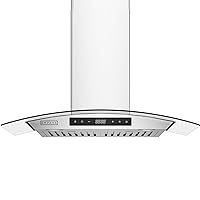 Empava Wall Mount Range Hood 30 Inch, Ducted/Ductless(Charcoal-Filter Sold Separately), Kitchen Exhaust Stove Vent with 400CFM, Tempered Glass, LED Light Stainless Steel, EMPV-30RH06