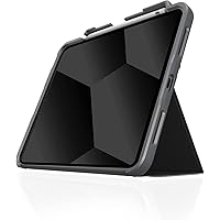 STM Dux Plus for iPad 10th Gen - Ultra Protective, Lightweight Rubberized Case with Clear Back, Storage for Apple Pencil Gen 1 with Magnetic Battery Saving On/Off Cover- Black