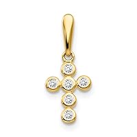 14k Yellow Gold Polished CZ Cubic Zirconia Simulated Diamond for boys or girls Religious Faith Cross Pendant Necklace