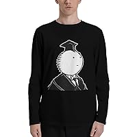 Assassination Classroom Koro Sensei Men's Long Sleeve T-Shirts Crew Neck Tshirt Athletic Shirts Graphic Tee Black