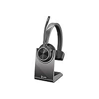 Plantronics Poly - Voyager 4310 UC Wireless Headset + Charge Stand Single-Ear Headset w/Mic - Connect to PC/Mac via USB-A Bluetooth Adapter, Cell Phone via Bluetooth -Works with Teams, Zoom &More