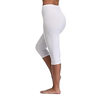 Women's Soft Capri Leggings Lightweight Crop Leggings 3/4 Stretch Cotton Capris Yoga Pants - Rug & Plus