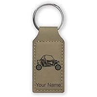 LaserGram Rectangle Keychain, Off Road Racer, Personalized Engraving Included (Light Brown)