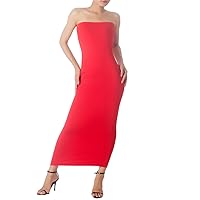 iB-iP Women's Casual Sleeveless Stretch Tube Pencil Bodycon Long Strapless Dress