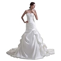Ivory Satin Vintage Strapless Sweetheart Wedding Dress With Pick Ups