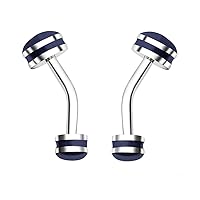 Unique & Stylish Blue Enamel Barbell Mens Gift Cuff Links